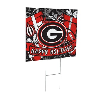 "Georgia Bulldogs 24"" x 18"" Happy Holidays Christmas Outdoor Staked Yard Sign"