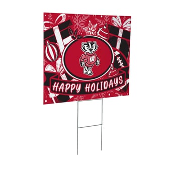 Wisconsin Badgers 24" x 18" Happy Holidays Christmas Outdoor Staked Yard Sign