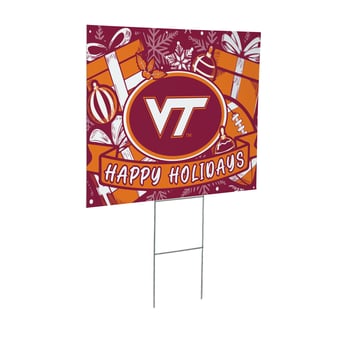 "Virginia Tech Hokies 24"" x 18"" Happy Holidays Christmas Outdoor Staked Yard Sign"