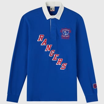 Men's OVO x NHL  Blue New York Rangers YD Striped Rugby Polo