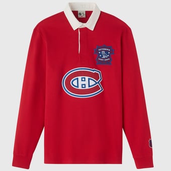 Men's OVO x NHL  Red Montreal Canadiens YD Striped Rugby Polo
