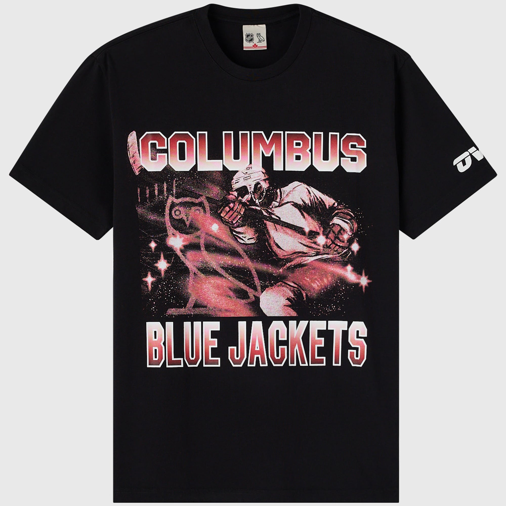 Men's OVO x NHL Black Columbus Blue Jackets Graphic T-Shirt