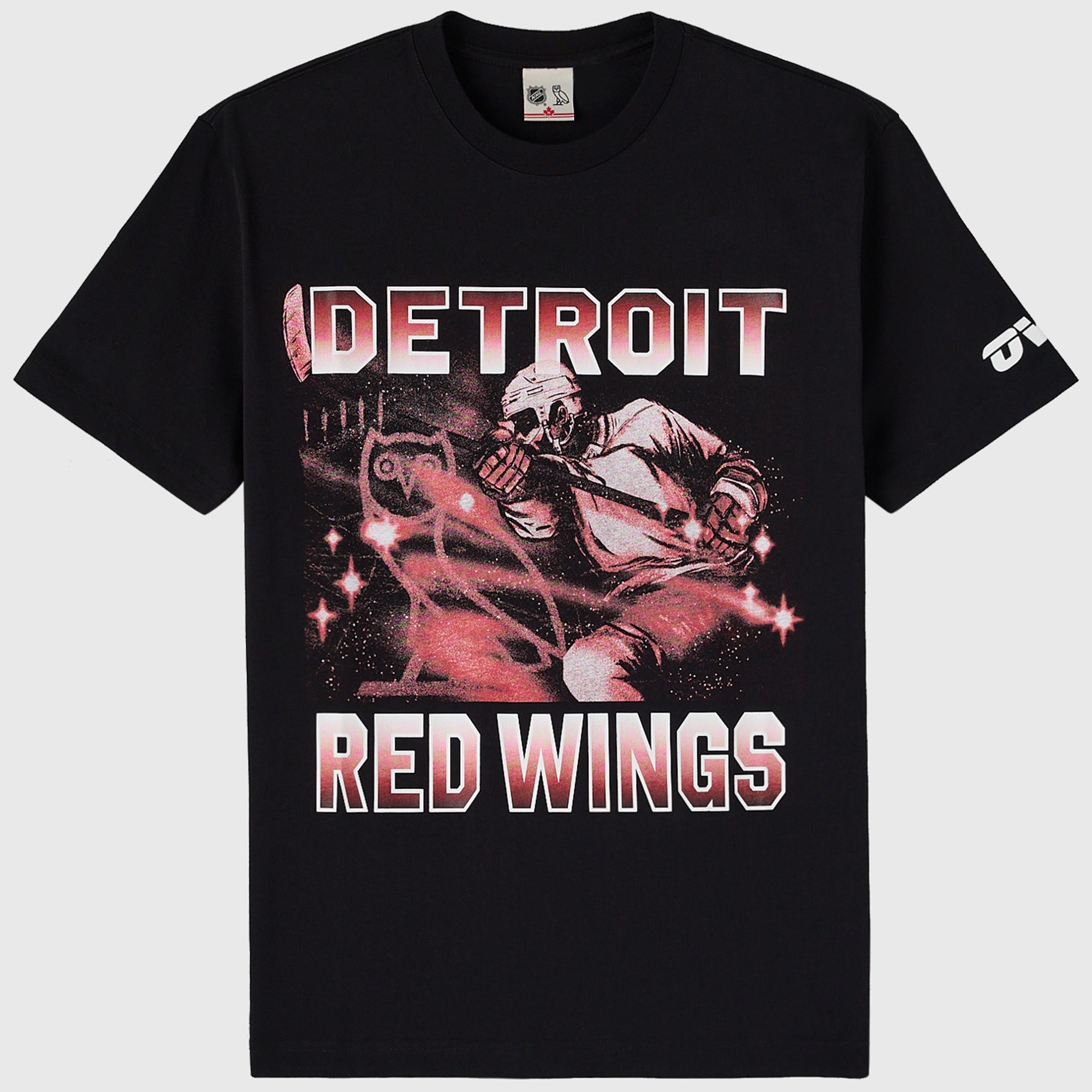 Men's OVO x NHL Black Detroit Red Wings Graphic T-Shirt