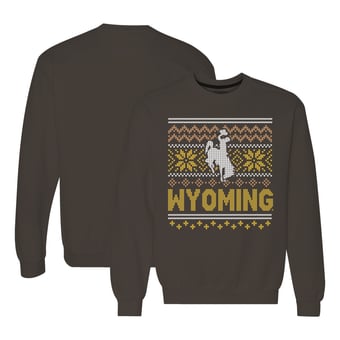 Men's  Brown Wyoming Cowboys Holiday Fleece Crewneck Sweatshirt