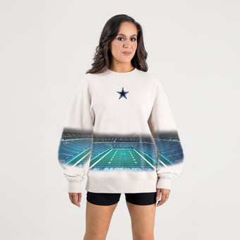 Women's Gameday Couture Natural Dallas Cowboys Power Move Stadium Premium Drop Shoulder Sweatshirt