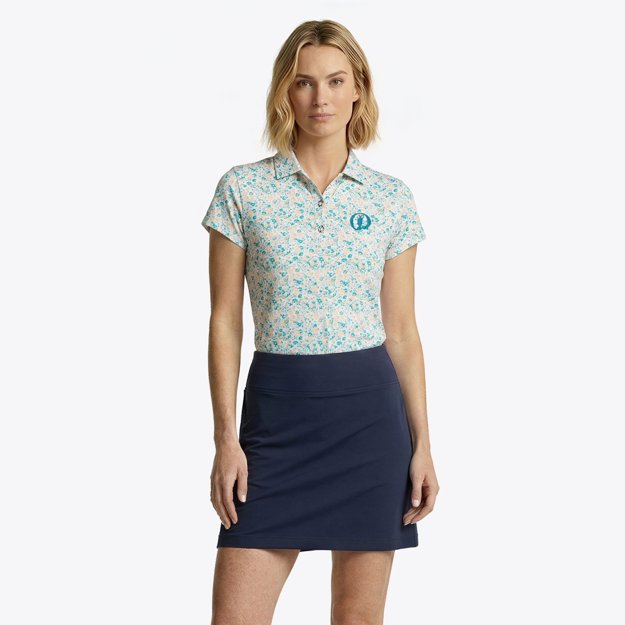 Polo The Open FootJoy Cap Sleeve Stampa floreale - Blu - Donna