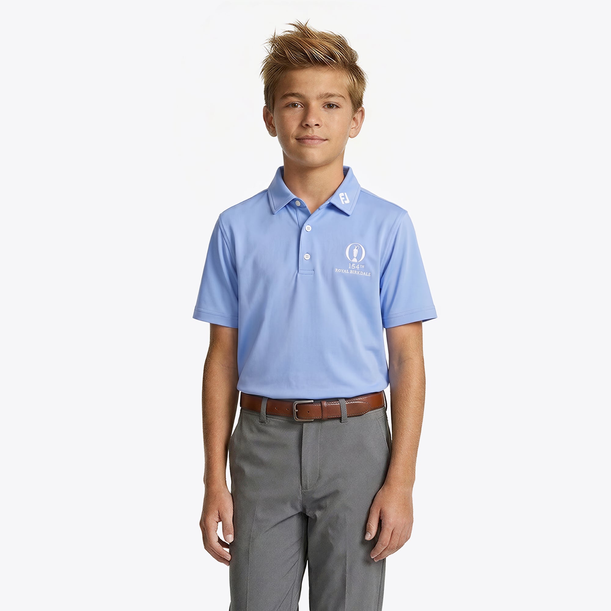 Polo The 154th Open Royal Birkdale FootJoy Stretch Pique - Azzurro - Bambino