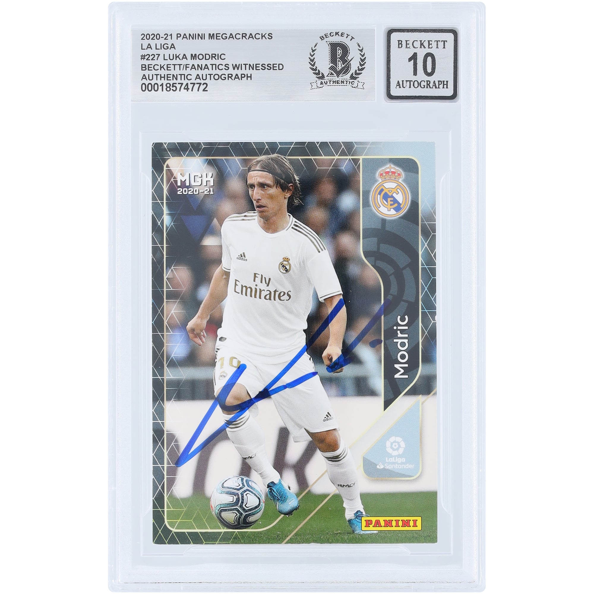 Luka Modric Real Madrid Autographed 2020-21 Panini Megacracks La Liga #227 Beckett Fanatics Witnessed Authenticated 10 Card