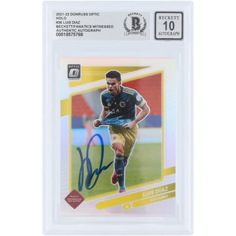 Luis Diaz Colombia National Team Autographed 2021-22 Panini Donruss Optic Holo #36 Beckett Fanatics Witnessed Authenticated Auto 10 Card