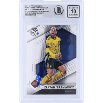 Zlatan Ibrahimovic Sweden National Team Autographed 2021-22 Panini Mosaic Road To The FIFA World Cup Qatar #90 Beckett Fanatics Witnessed Authenticated Auto 10 Card
