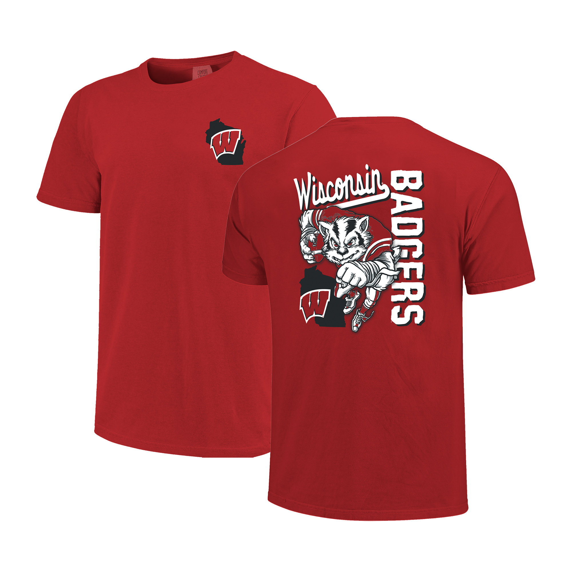 Men’s Red Wisconsin Badgers Sketched Mascot Comfort Colors T-Shirt Men’s Red Wisconsin Badgers Sketched Mascot Comfort Colors T-Shirt
