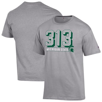 Men's Champion  Gray Michigan State Spartans 313 T-Shirt