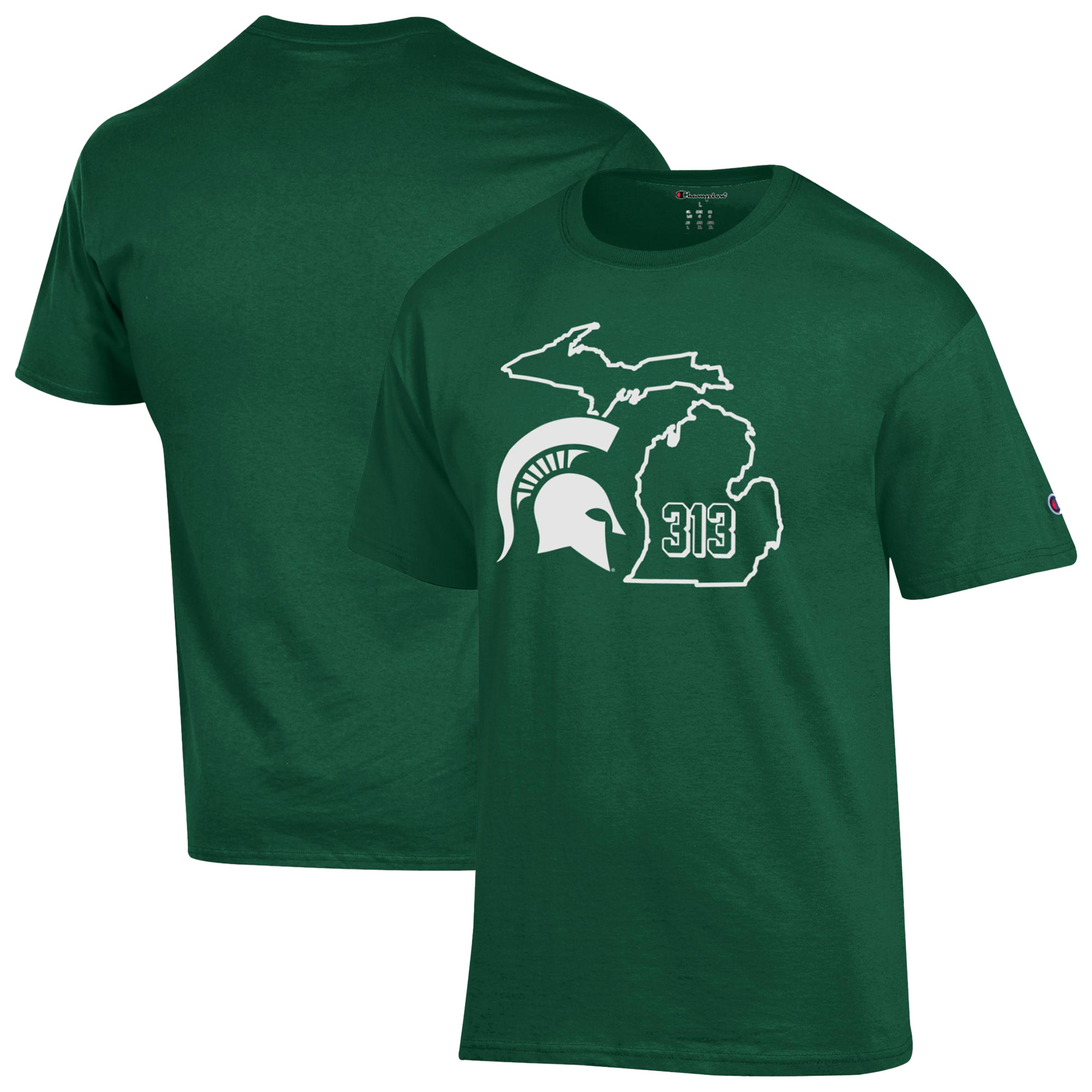 Men’s Champion Green Michigan State Spartans 313 T-Shirt Men’s Champion Green Michigan State Spartans 313 T-Shirt