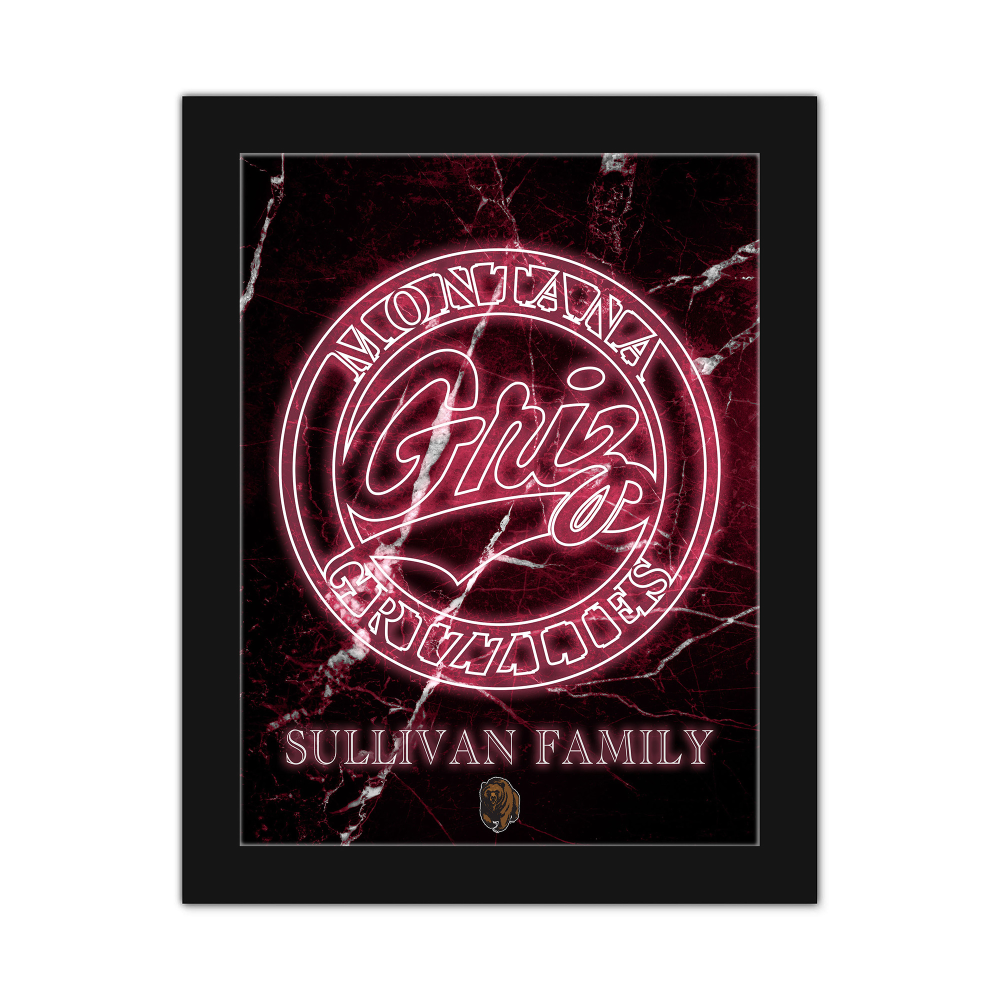 Montana Grizzlies Personalized 12" x 16" Framed Art Print