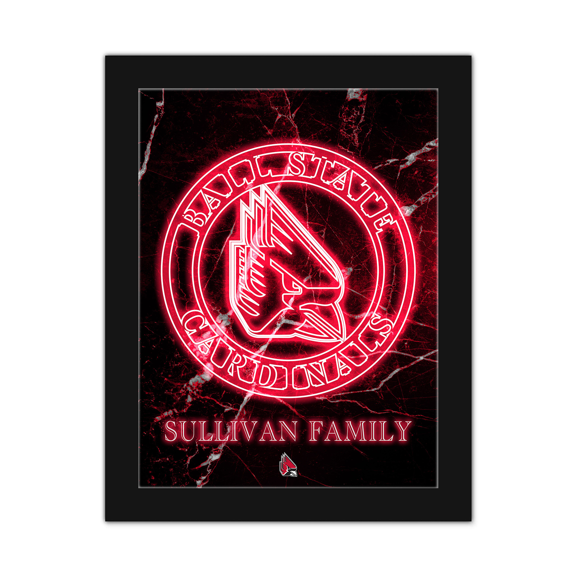 Ball State Cardinals Personalized 12" x 16" Framed Art Print