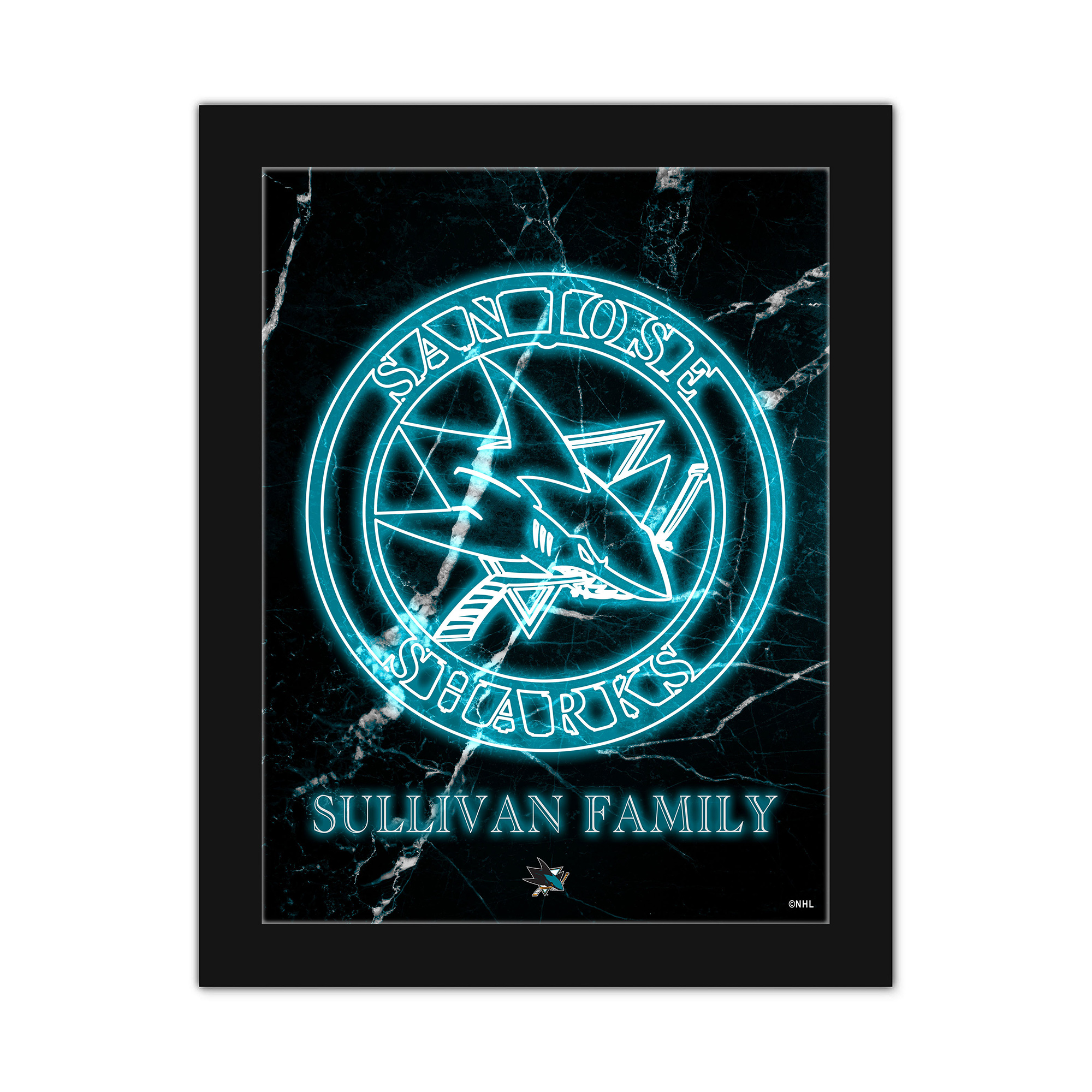 San Jose Sharks Personalized 12" x 16" Framed Art Print