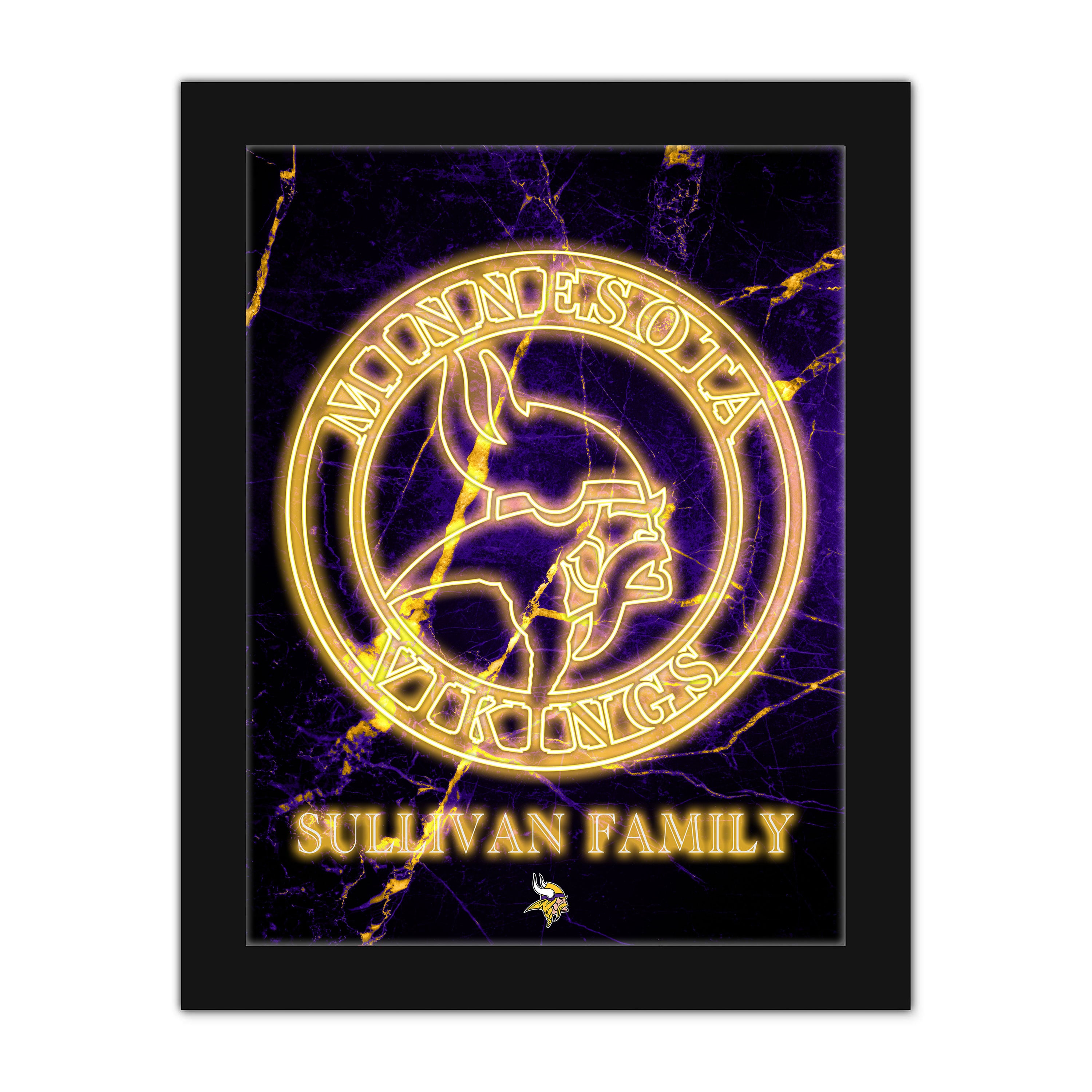 Minnesota Vikings Personalized 12" x 16" Framed Art Print
