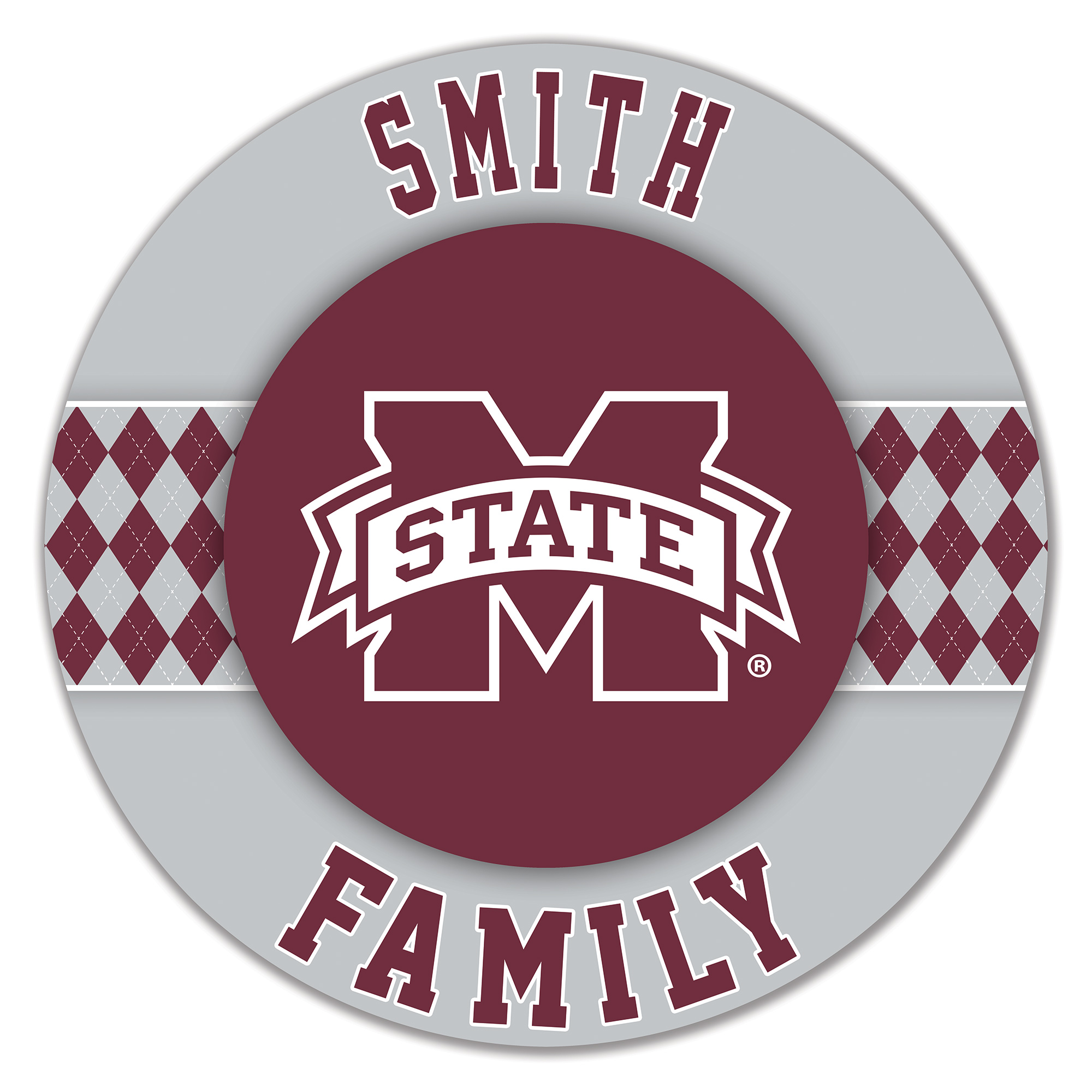 Mississippi State Bulldogs 16" Personalized Circle Wall Art