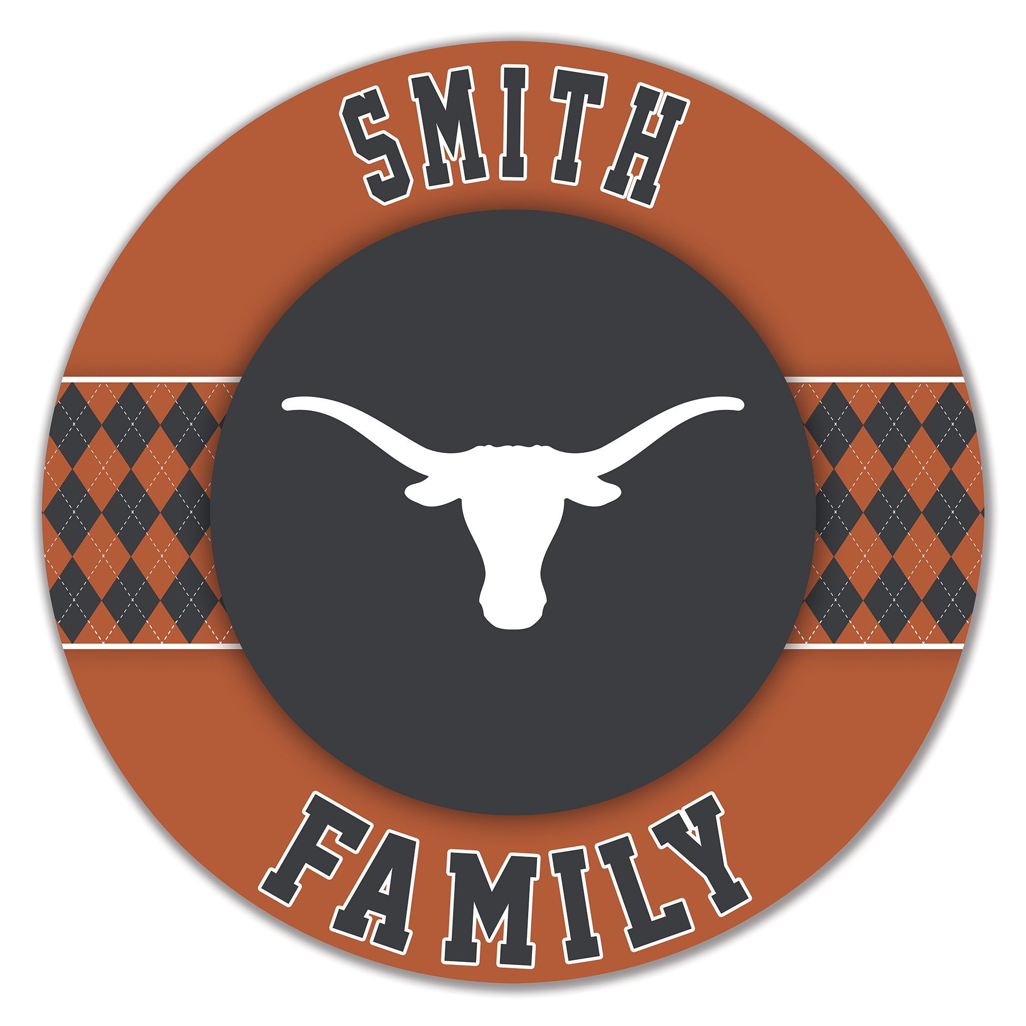 Texas Longhorns 16" Personalized Circle Wall Art