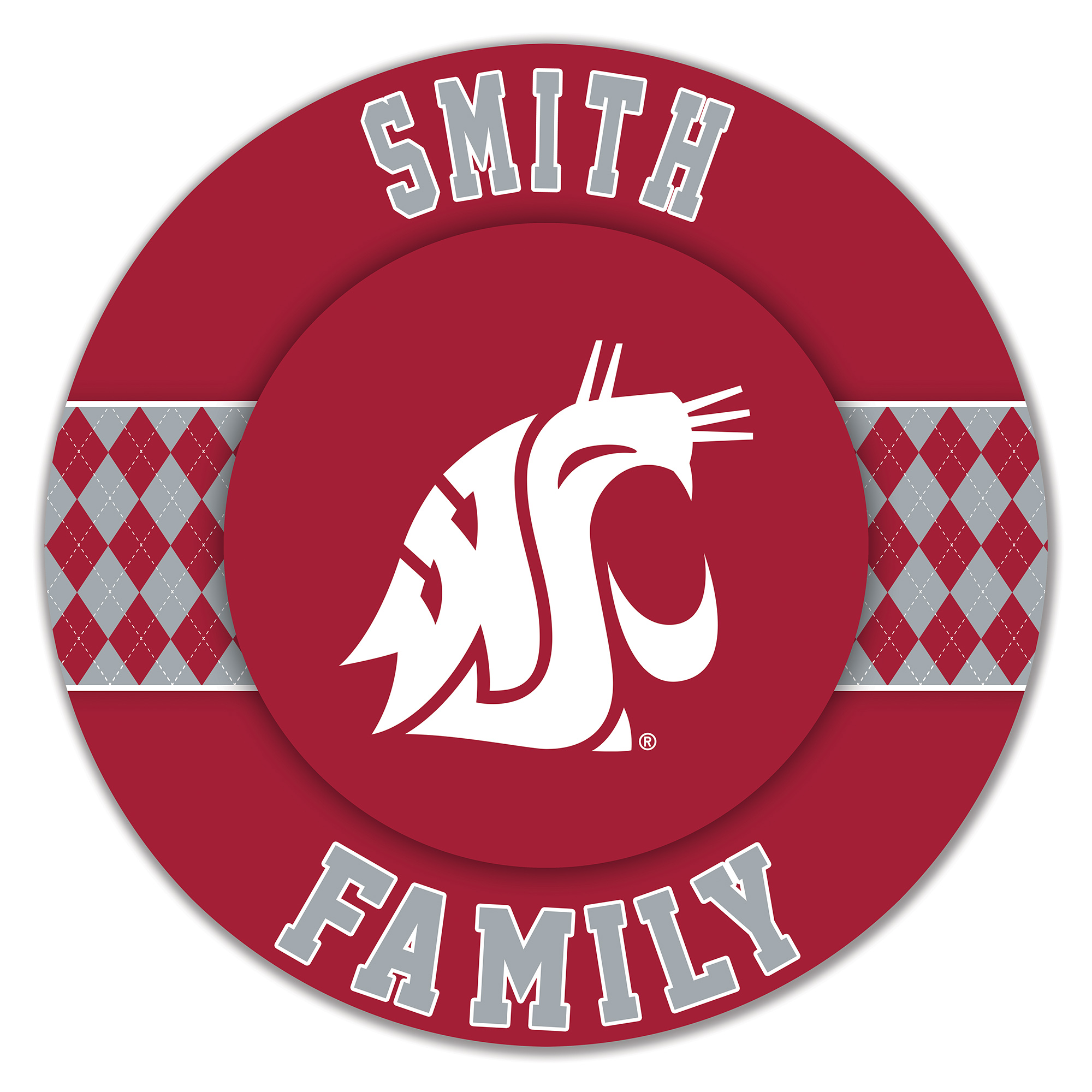 Washington State Cougars 16" Personalized Circle Wall Art