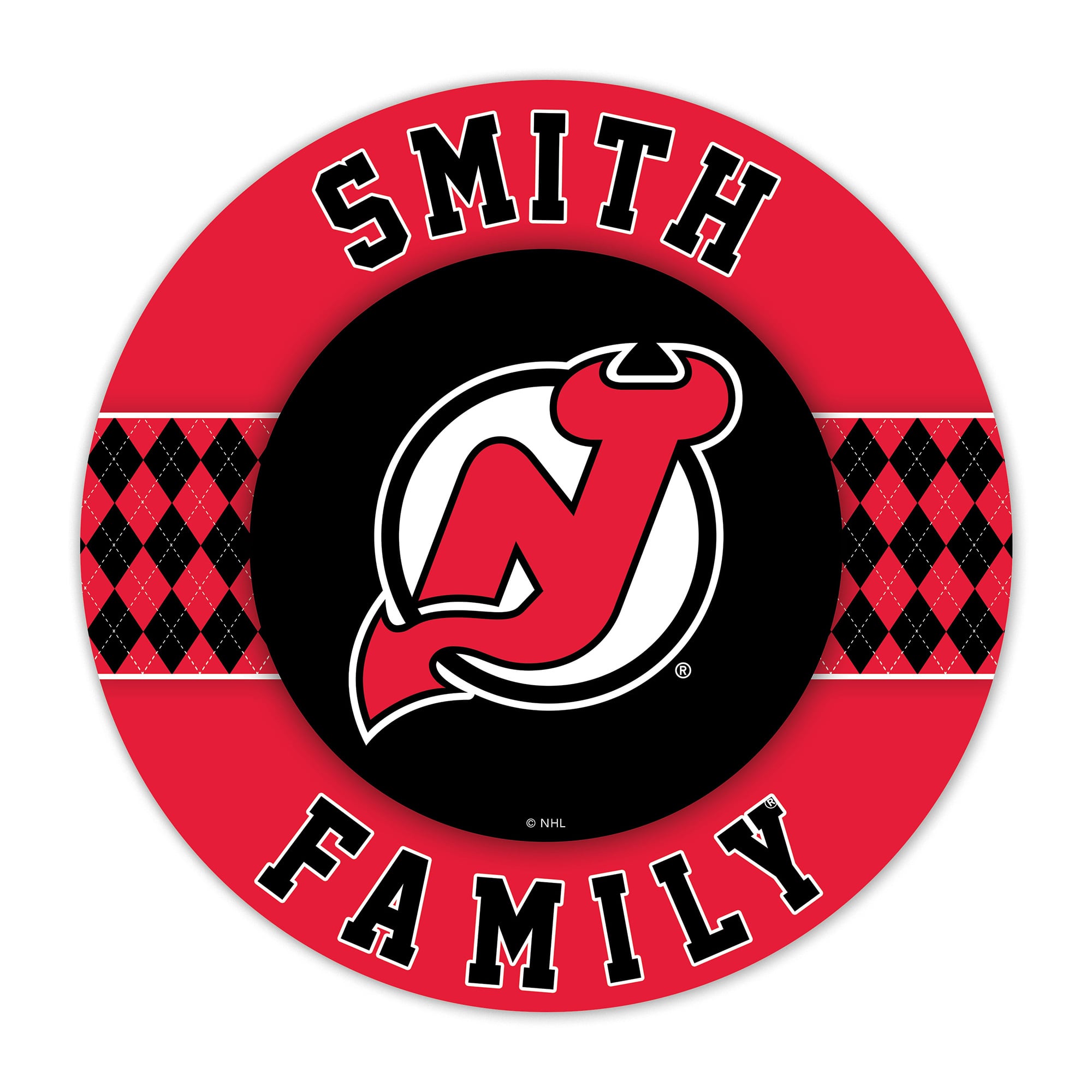 New Jersey Devils 16" Personalized Circle Wall Art