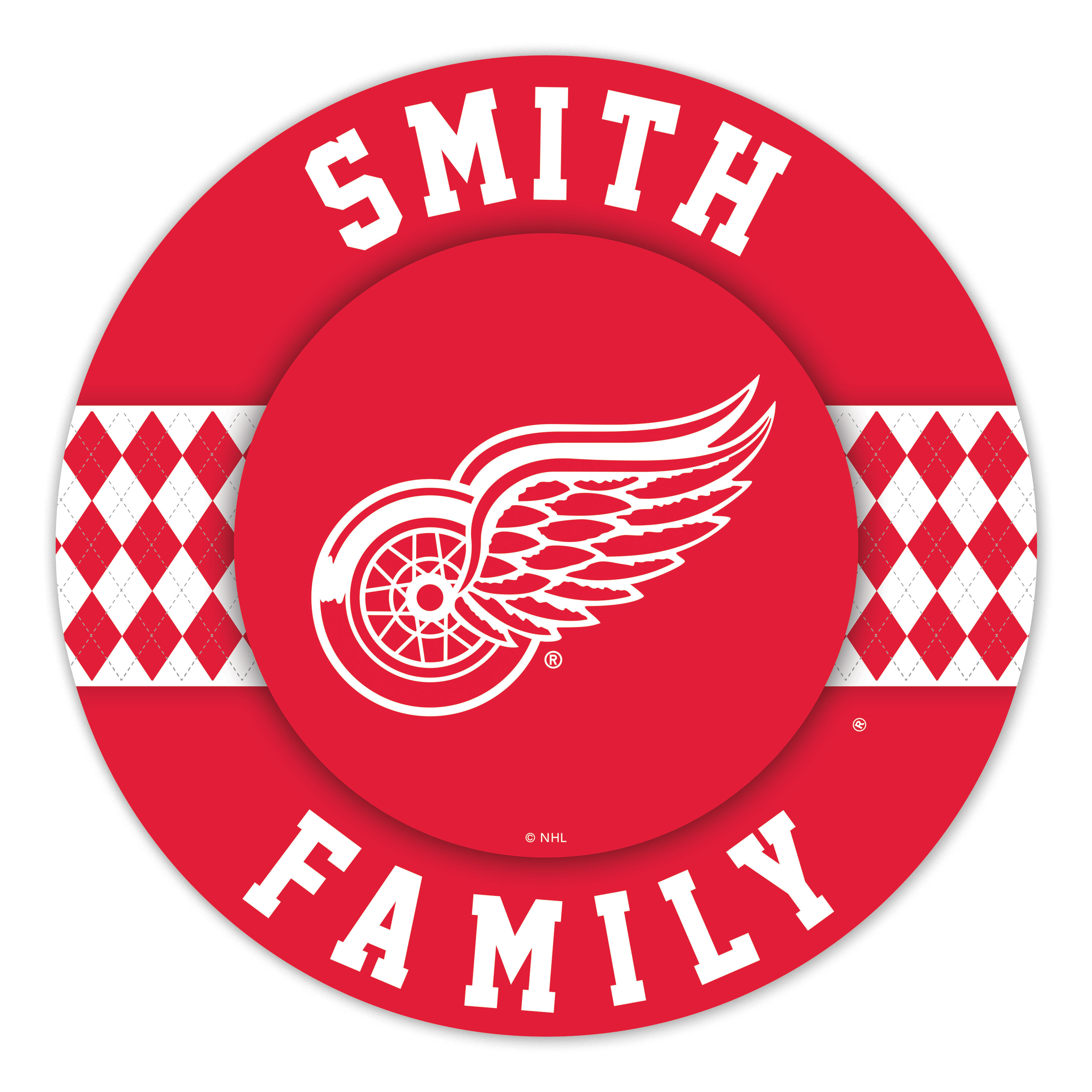 Detroit Red Wings 16" Personalized Circle Wall Art