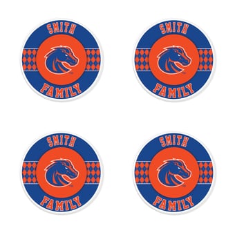 Boise State Broncos 4" Personalized Circular Coasters 4-Pack Set