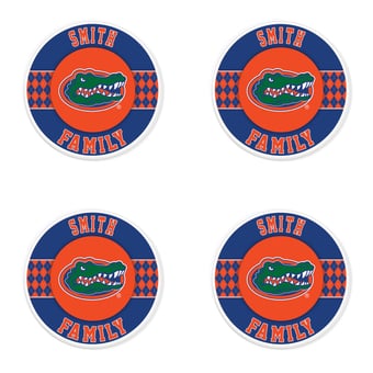 "Florida Gators 4"" Personalized Circular Coasters 4-Pack Set"