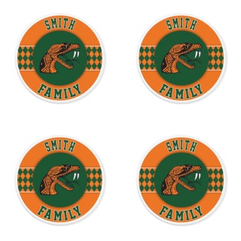 Florida A&M Rattlers 4" Personalized Circular Coasters 4-Pack Set