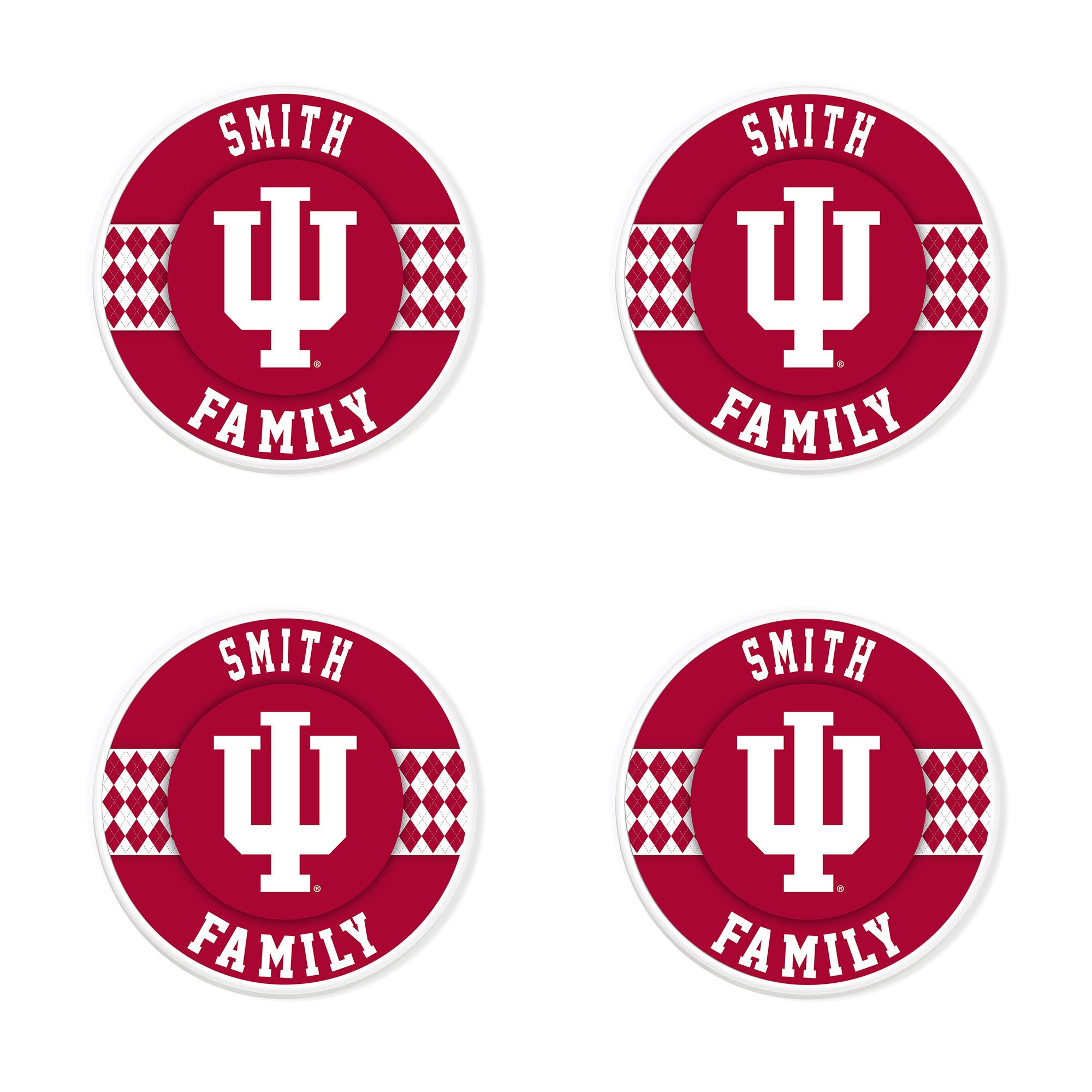 Indiana Hoosiers 4" Personalized Circular Coasters 4-Pack Set