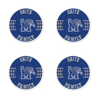 Memphis Tigers 4" Personalized Circular Coasters 4-Pack Set