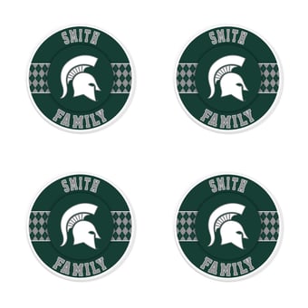 Michigan State Spartans 4" Personalized Circular Coasters 4-Pack Set
