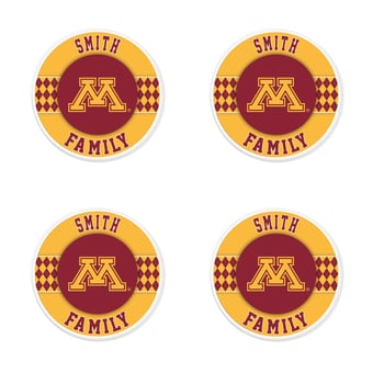 Minnesota Golden Gophers 4" Personalized Circular Coasters 4-Pack Set