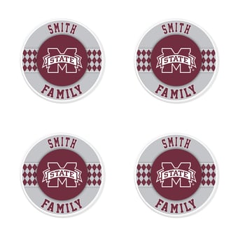 Mississippi State Bulldogs 4" Personalized Circular Coasters 4-Pack Set