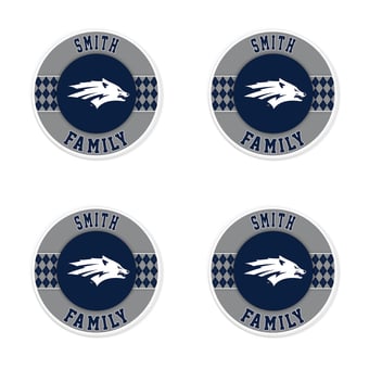 Nevada Wolf Pack 4" Personalized Circular Coasters 4-Pack Set