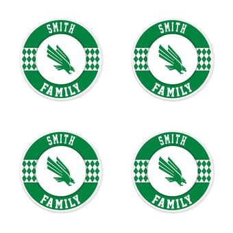 North Texas Mean Green 4" Personalized Circular Coasters 4-Pack Set