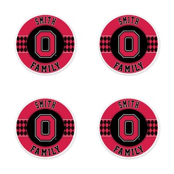 "Ohio State Buckeyes 4"" Personalized Circular Coasters 4-Pack Set"