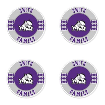 TCU Horned Frogs 4" Personalized Circular Coasters 4-Pack Set
