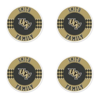 UCF Knights 4" Personalized Circular Coasters 4-Pack Set
