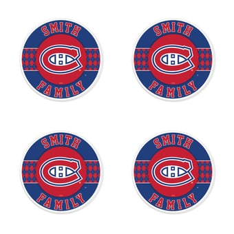 Montreal Canadiens 4" Personalized Circular Coasters 4-Pack Set