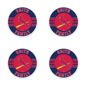 St. Louis Cardinals 4" Personalized Circular Coasters 4-Pack Set