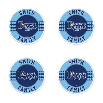 Tampa Bay Rays 4" Personalized Circular Coasters 4-Pack Set