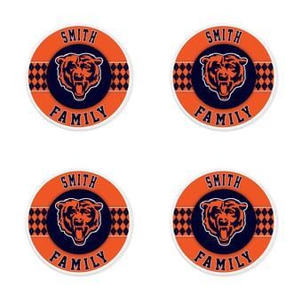 Chicago Bears 4" Personalized Circular Coasters 4-Pack Set