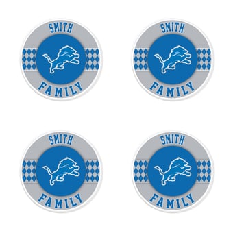 Detroit Lions 4" Personalized Circular Coasters 4-Pack Set