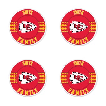 "Kansas City Chiefs 4"" Personalized Circular Coasters 4-Pack Set"