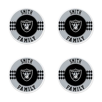 Las Vegas Raiders 4" Personalized Circular Coasters 4-Pack Set