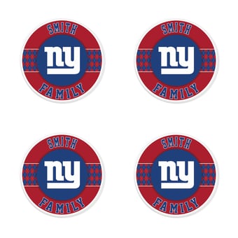 "New York Giants 4"" Personalized Circular Coasters 4-Pack Set"