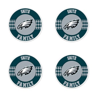 Philadelphia Eagles 4" Personalized Circular Coasters 4-Pack Set