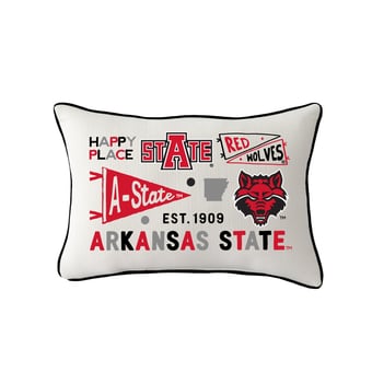 Little Birdie Arkansas State Red Wolves Rectangular Piped Pillow