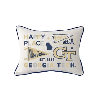 Little Birdie Georgia Tech Yellow Jackets Rectangular Piped Pillow